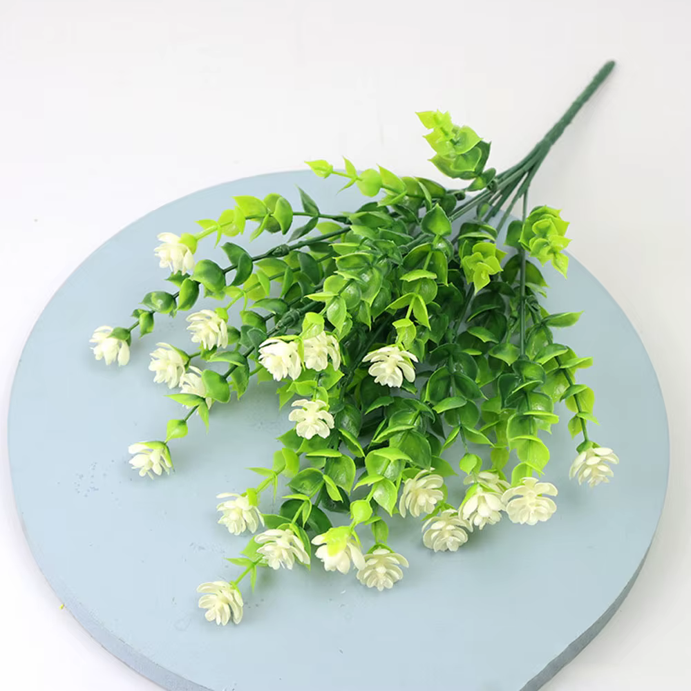 1 paquet de fleurs artificielles d'extérieur résistantes aux UV, plantes d'arbustes verts, fausses f