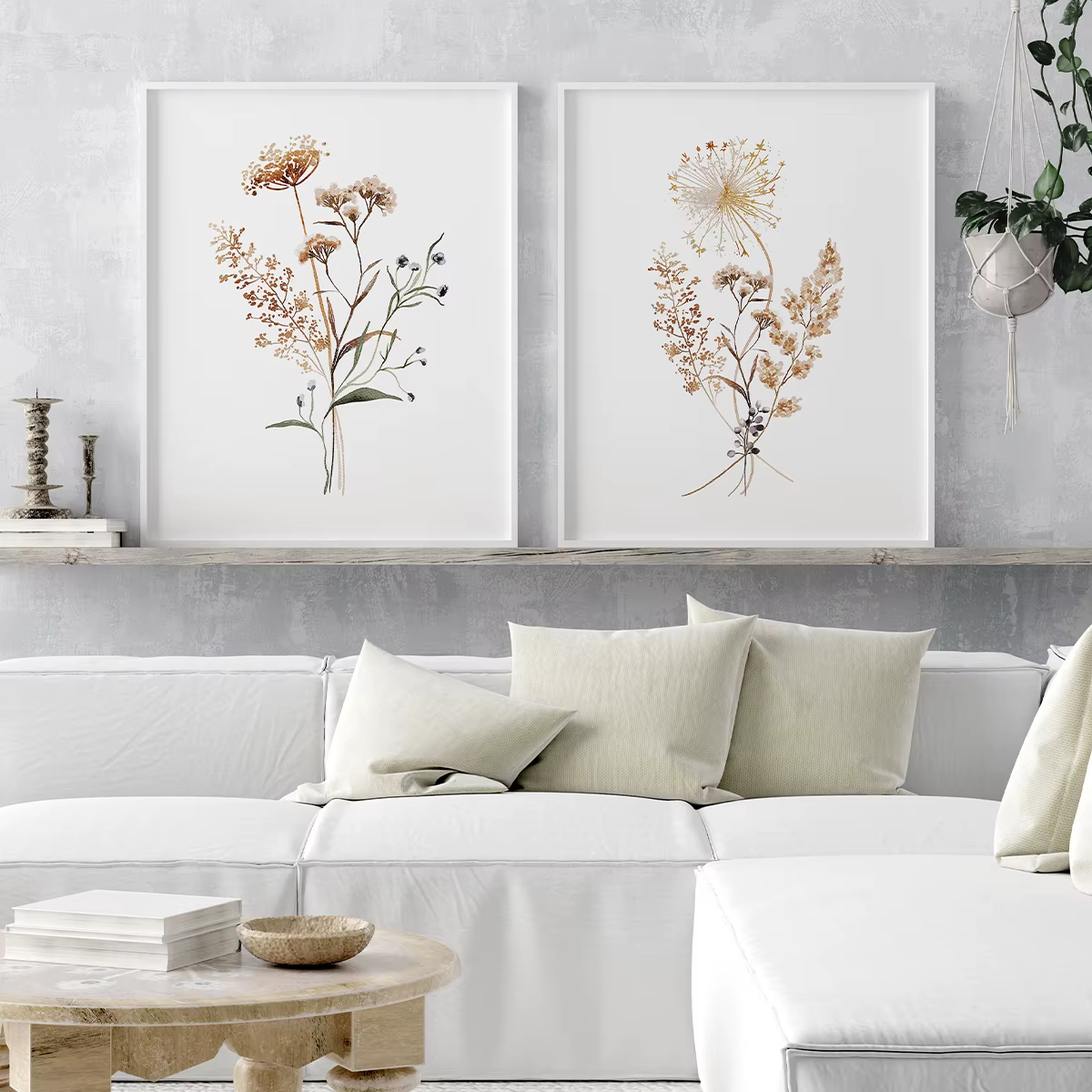 Ensemble d'affiches Boho Boho Botanical Floral toile peinture décor à la maison Art affiche sans cad