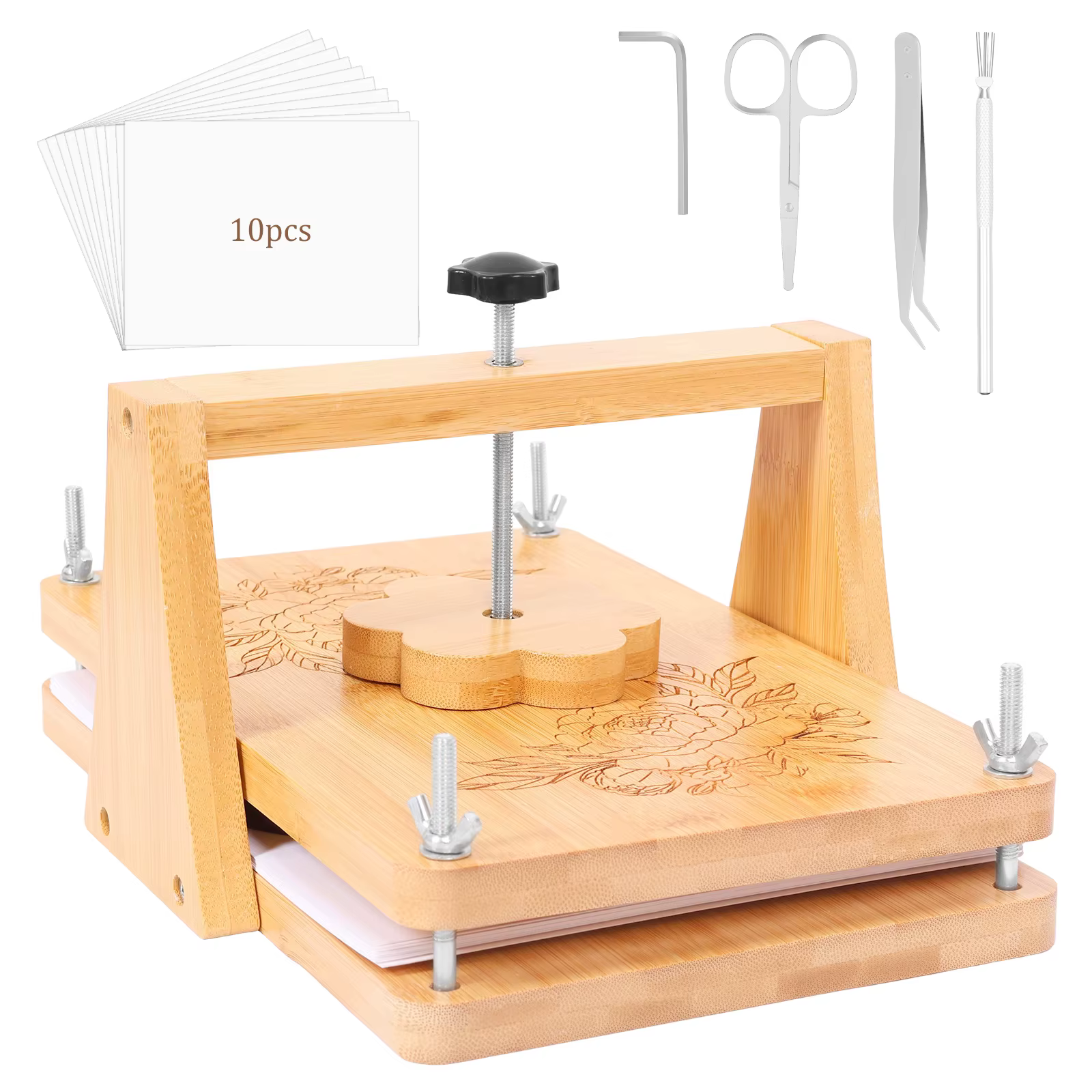 Kit de presse à fleurs grand format 11 x 7 pouces, kit de pressage de fleurs en bois DIY avec access