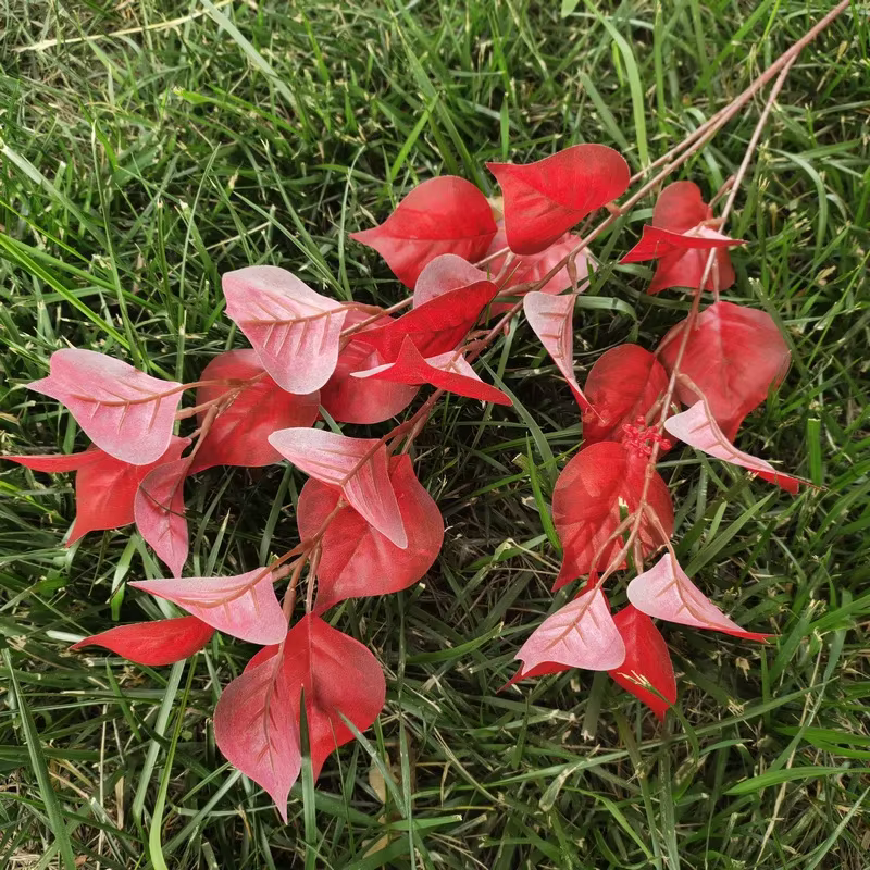 Plantes vertes artificielles décoratives de bureau, feuilles de Bodhi en soie, décoration florale de