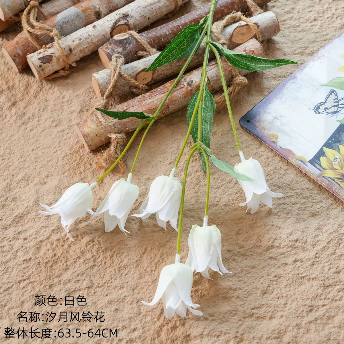6 têtes de fleurs artificielles en soie Campanula, fausses fleurs de campanule suspendues pour la dé