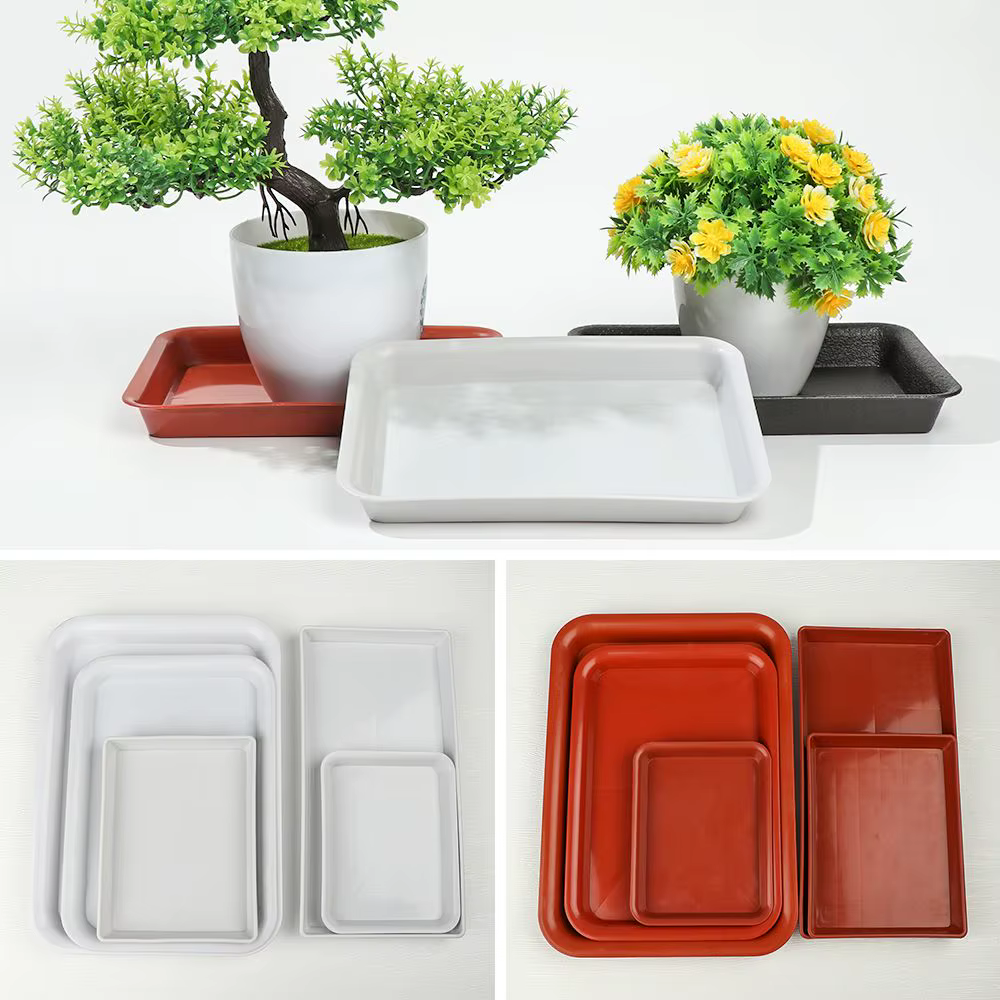 Pot de fleur en plastique pour l'intérieur et l'extérieur, plateaux d'égouttement, plante rectangula