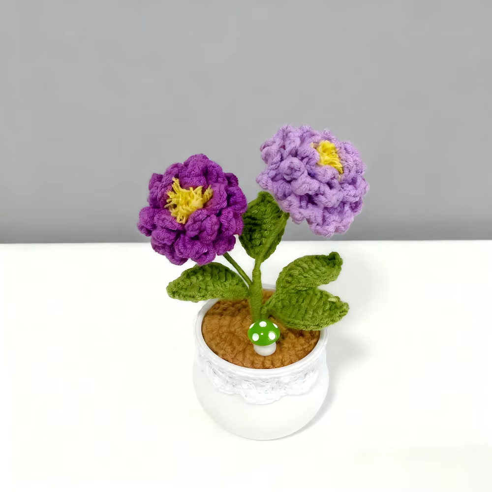 Pivoine au Crochet faite à la main en pot, Simulation de fleur, décoration de mariage pour la maison