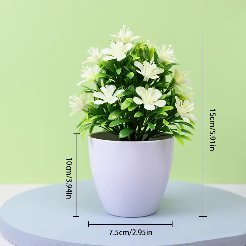 Fleurs artificielles à cinq feuilles de prune, petites plantes en pot pouvant être placées à l'intér