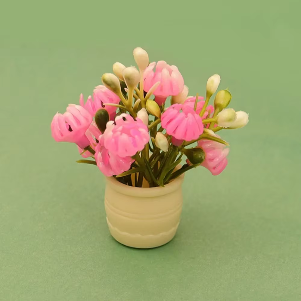 Lot de 3 mini-vases de simulation pour maison de poupée 1:12, en plastique, multi-styles, avec plant