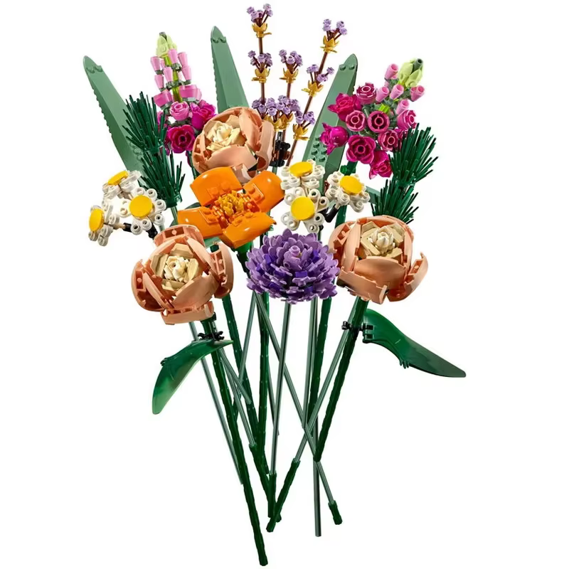 Ensemble de décoration architecturale avec bouquet de fleurs, plus de 700 pièces, roses romantiques,