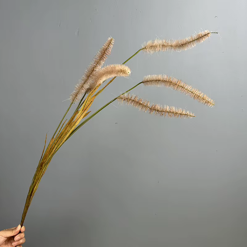 4 pièces de plantes artificielles en plastique, type herbe à poils verts simulée, avec fil de pêche,