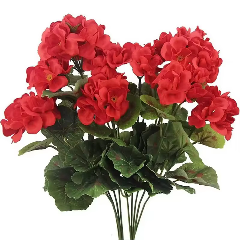 Fleur de géranium artificielle en soie, 1 à 6 pièces, pour la maison, le mariage, le vase, centre de