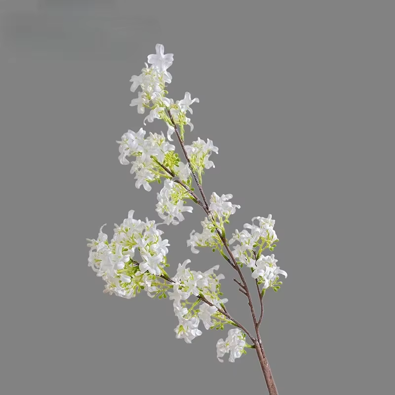 Simulation de Branches lilas, fausses fleurs en soie, décor de mariage, plante verte Murraya Panicul