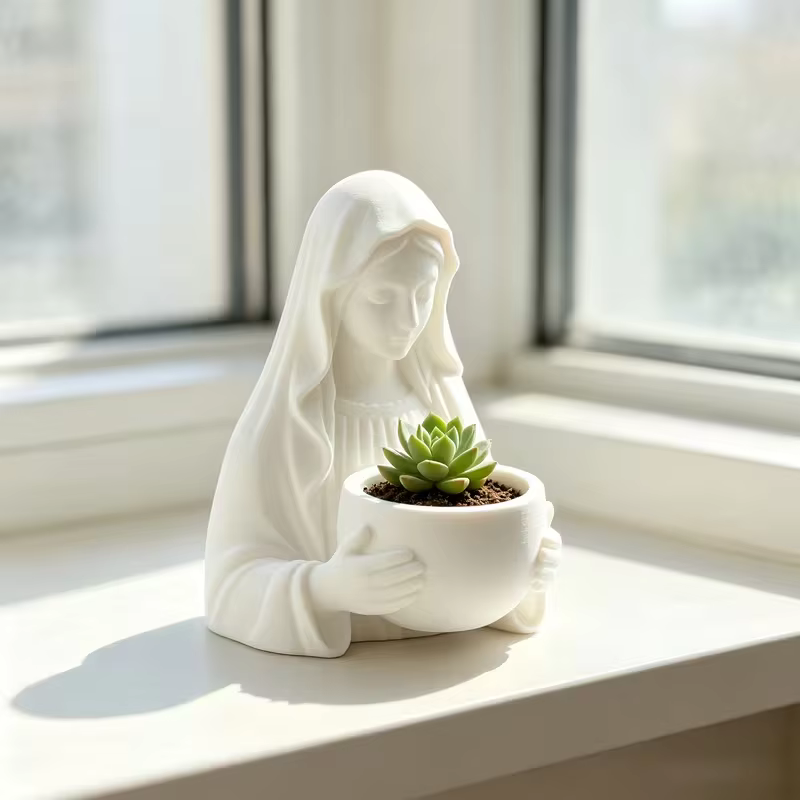 Petit pot de fleurs de style Vierge Marie pour la salle de prière, l'autel, la décoration de jardin 
