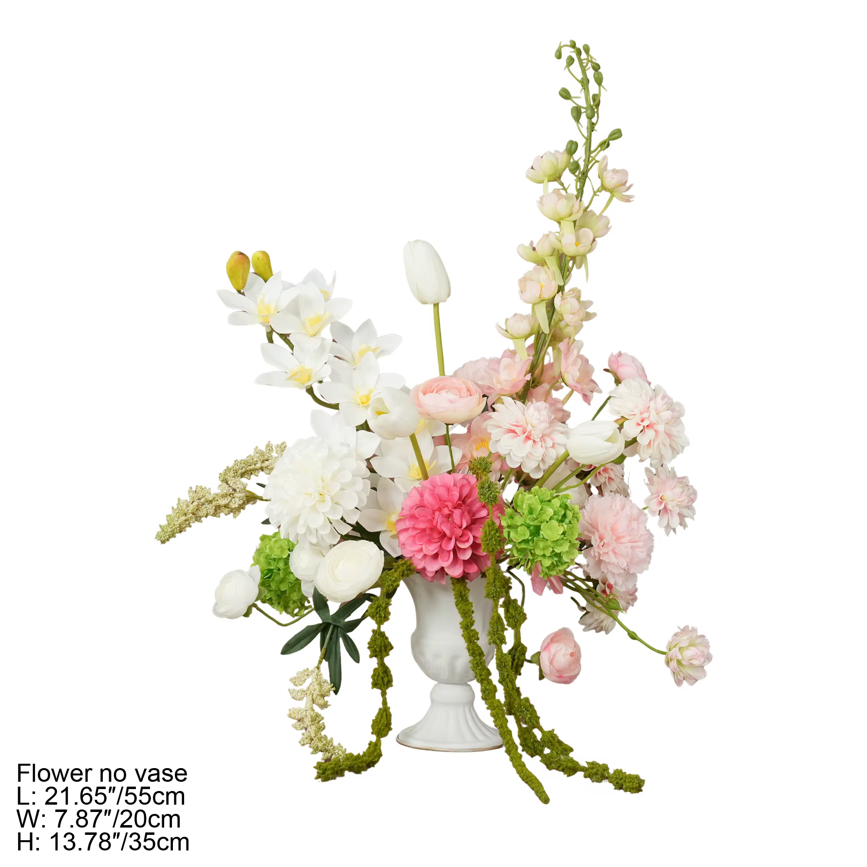 CHUXIN Fleur artificielle C9150 Dahlia rose et verte, guirlande suspendue, arrangement floral, centr