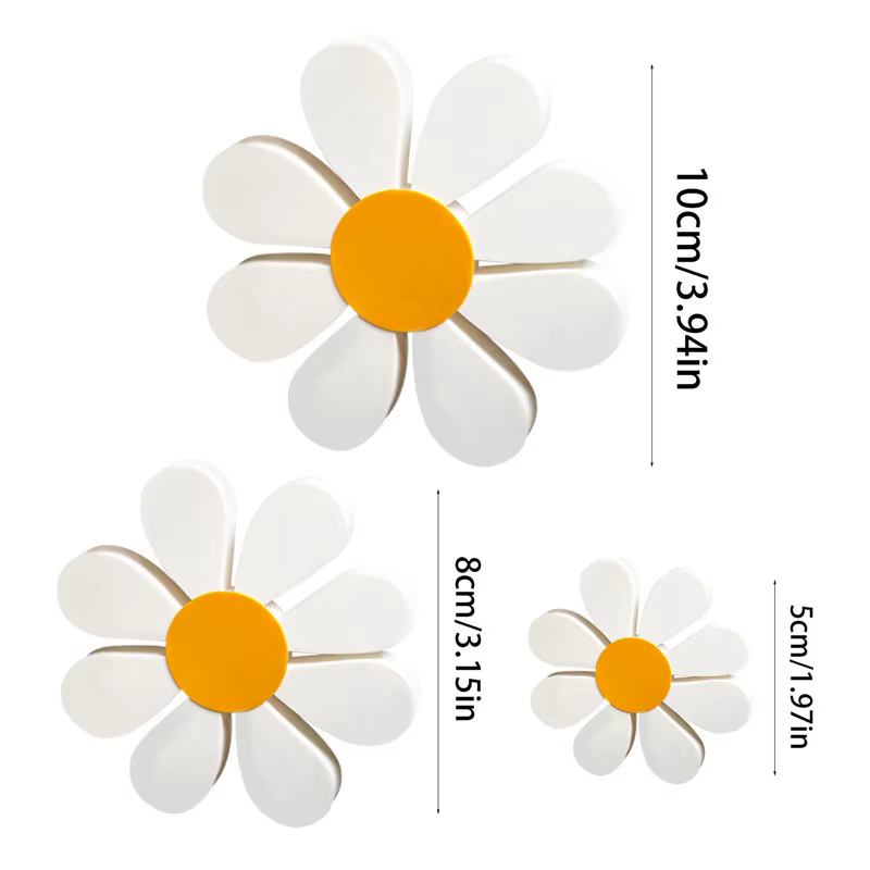 Ornements de fleurs de marguerite en bois, 3 pièces/ensemble, décoration florale Vintage de bureau, 