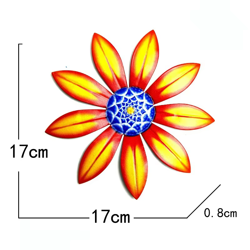 Décoration murale en fer forgé en forme de tournesol, ornement suspendu en métal coloré pour jardin 