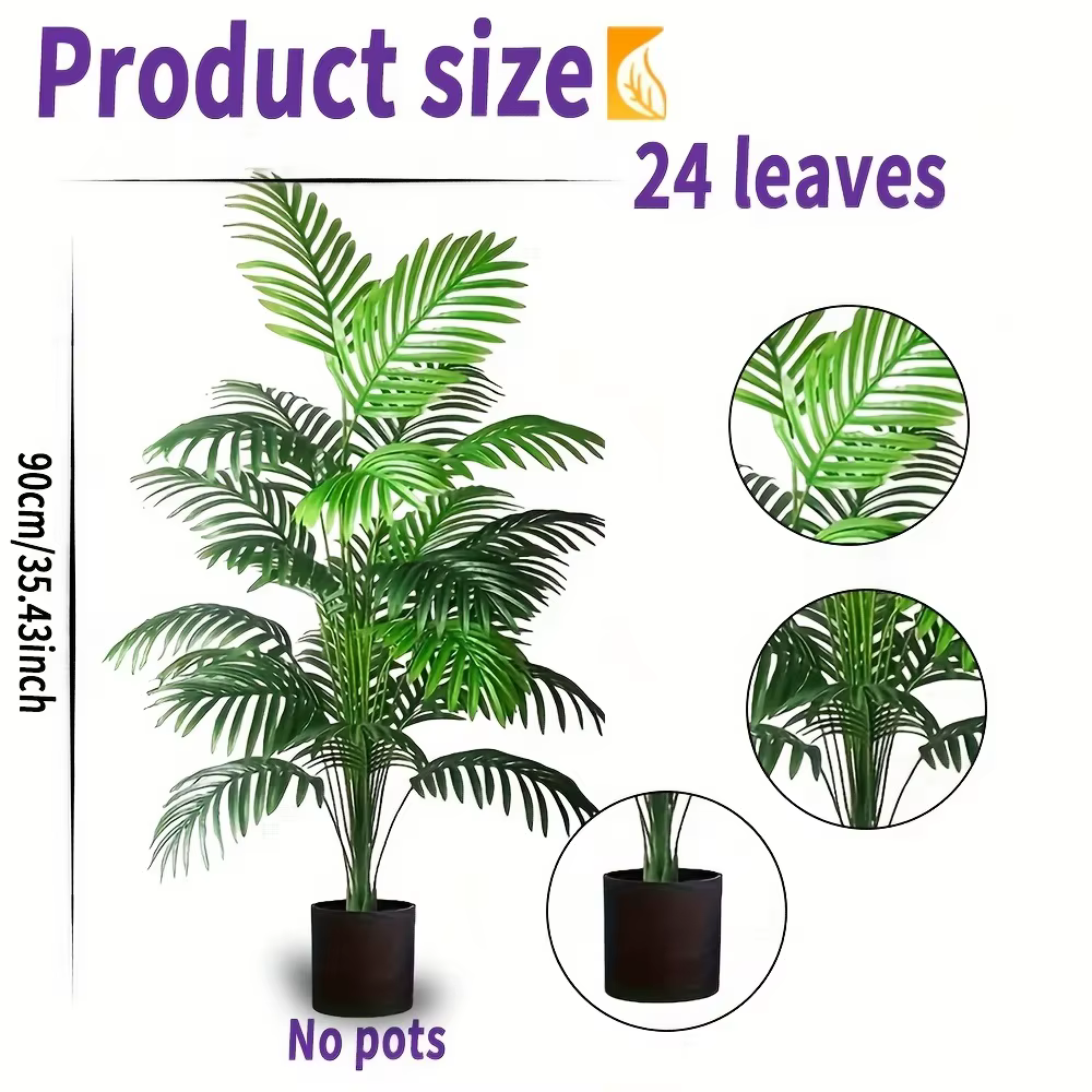 Simulation de palmier Areca, 2 pièces, 24 feuilles, plantes vertes, arbres artificiels réalistes, ad