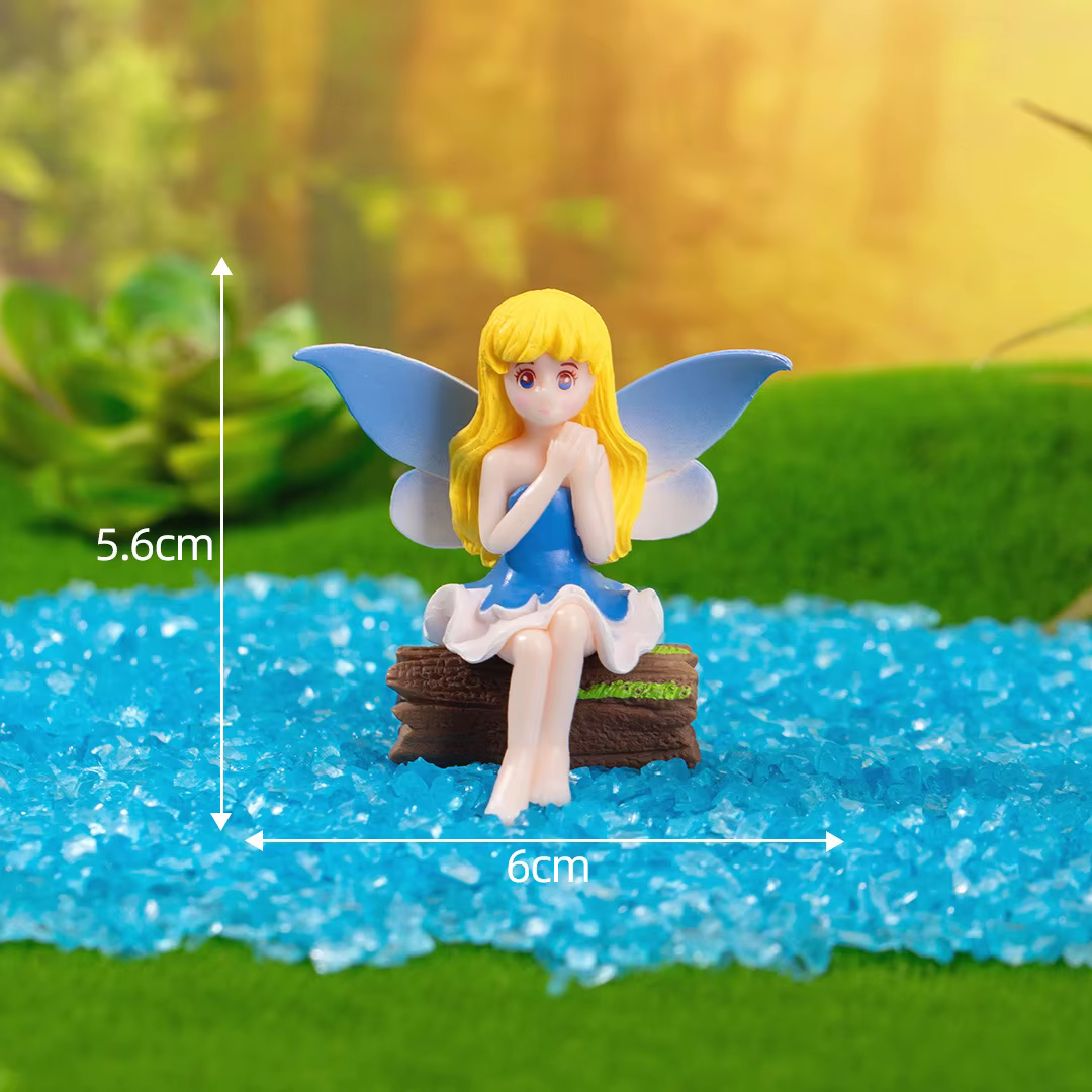 Statue de fée de fleur Miniature mignonne, décoration de paysage de dessin animé Miniature, ornement