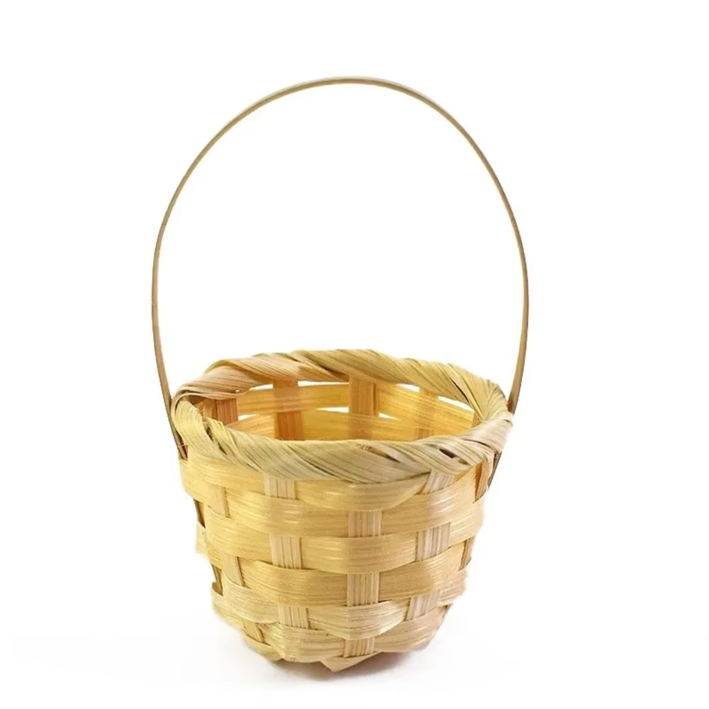 Mini paniers de fleurs tressés tissés à la main avec poignée, panier de tissage, accessoires de cham