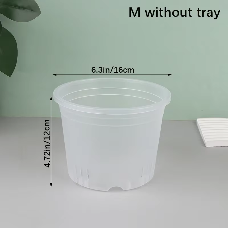 Pot d'orchidée rond Transparent avec/sans plateau, Pots d'orchidées en plastique pour contrôle des r
