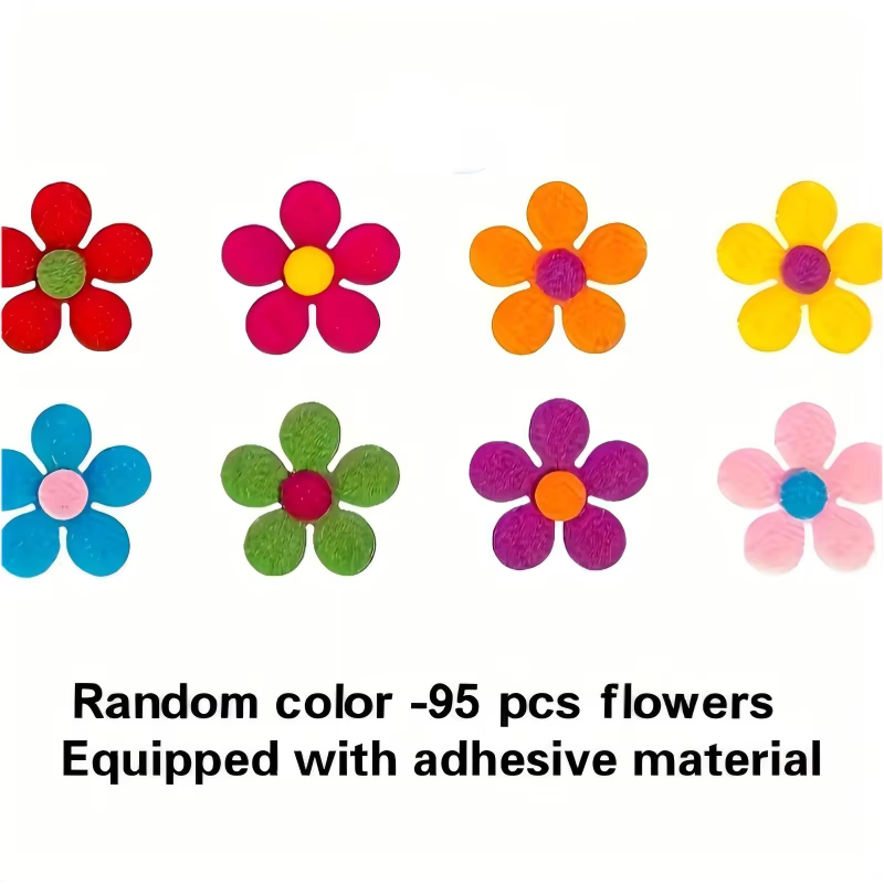 95 fleurs en feutre colorées, kit de matériel pour fleurs DIY, adapté aux travaux manuels en tissu, 