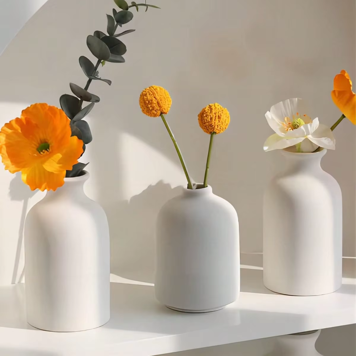 Ensemble de Vase en céramique bohème 3 pièces, Vase de décoration de maison de ferme bohème moderne,