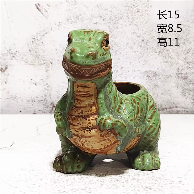 Pot de fleur de dinosaure de dessin animé mignon créatif, récipient succulent en céramique, pots de 