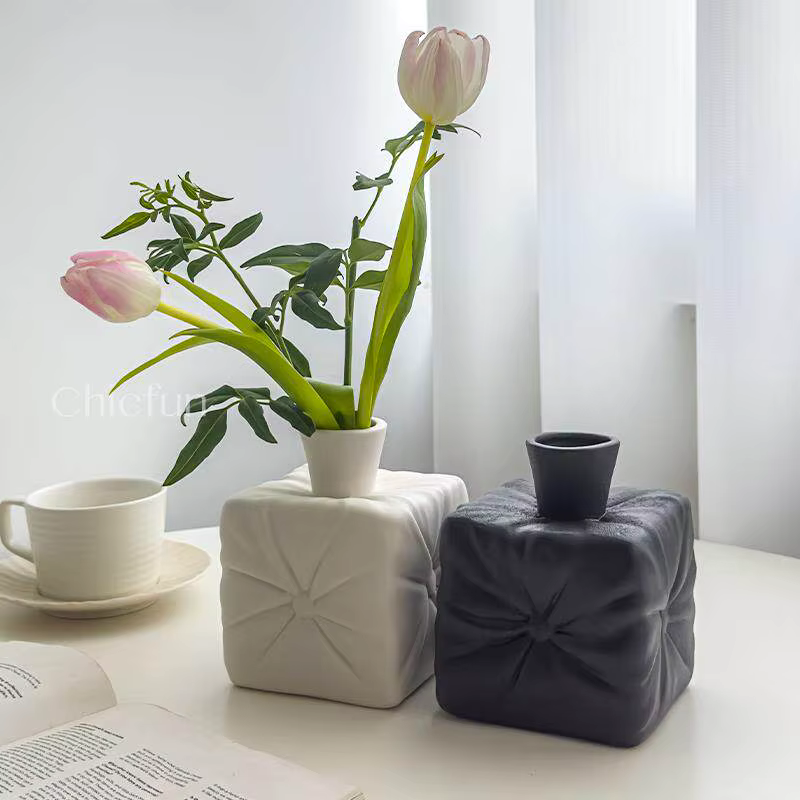 Vase en céramique décoratif pour salon, arrangement floral, luxe léger, haut de gamme, créatif, pour