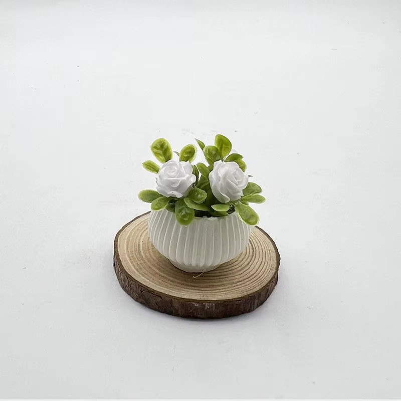 1 pièce - Décoration de scène de salon pour maison de poupée - Mini plante de rose en pot - Modèle d