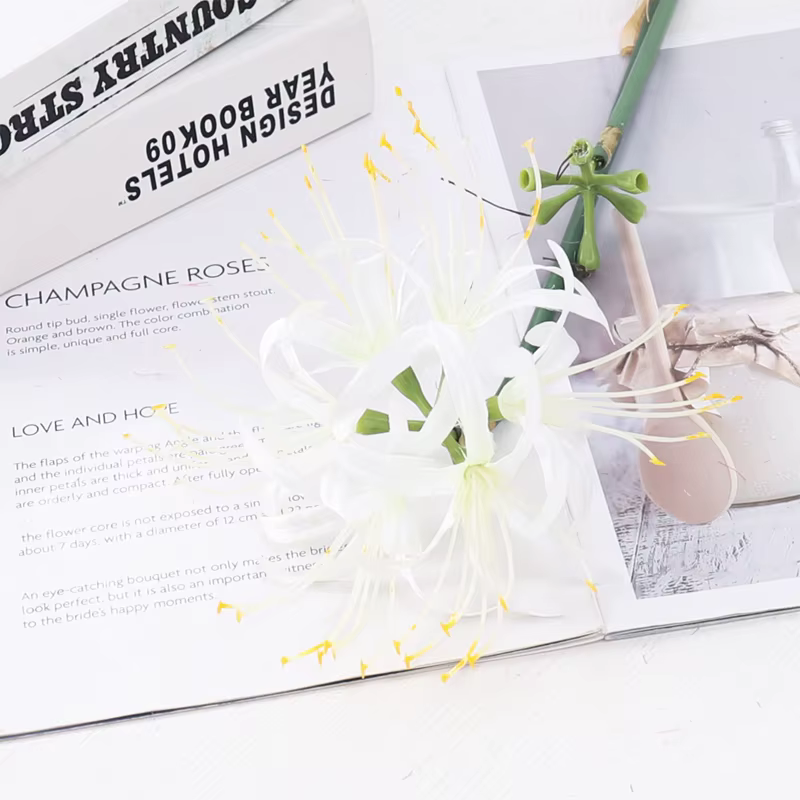 Kahaul 64 cm fleurs artificielles Higanbana branche belle fausse fleur couronne de noël maison Festi