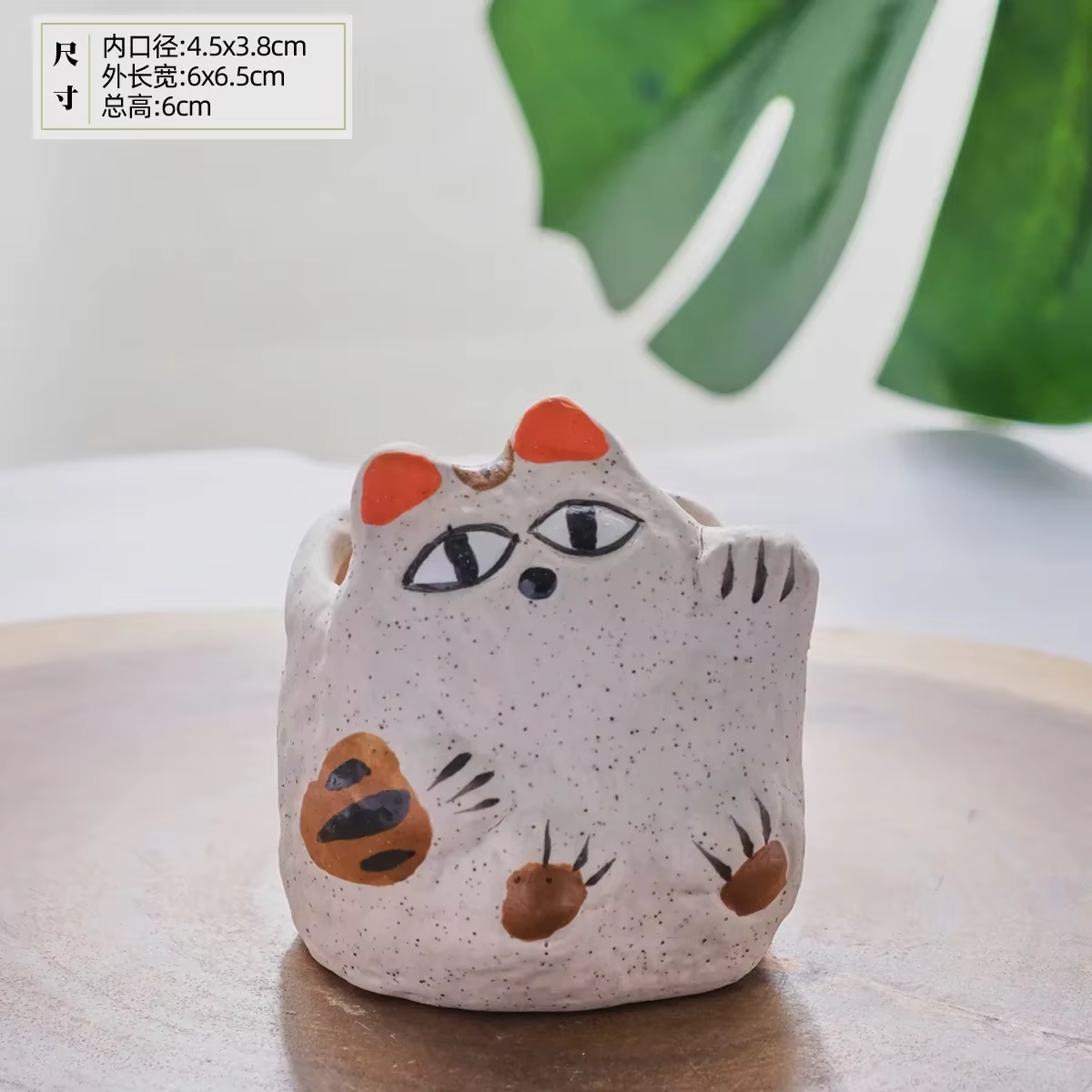 Pot de fleur succulent en céramique Fortune Cat, pots de fleurs d'animaux avec trous de fuite, jardi