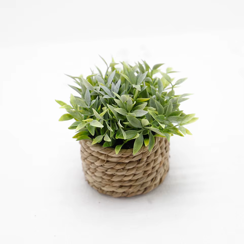 Plante en pot artificielle verte, eucalyptus, enge, plantes artificielles tissées simulées, cuir che