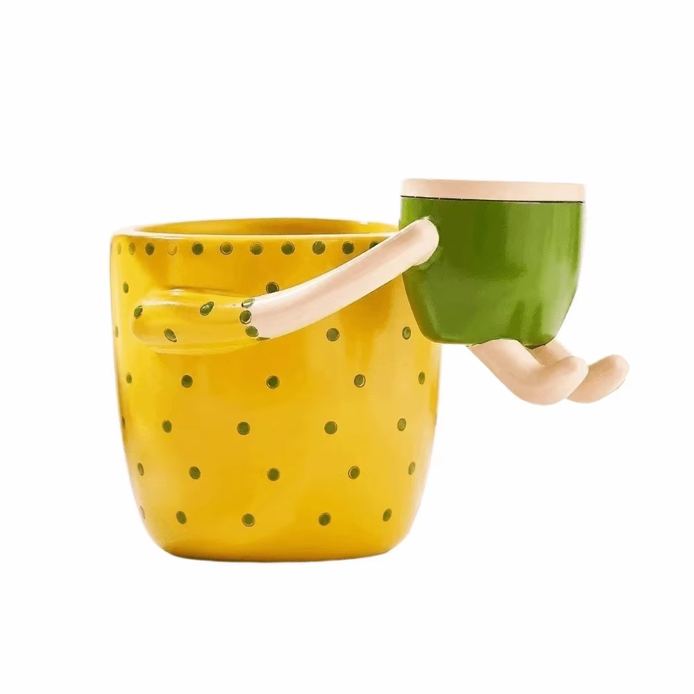 Pot de fleurs en résine parent-enfant avec trous de drainage, vase décoratif pour plantes succulente