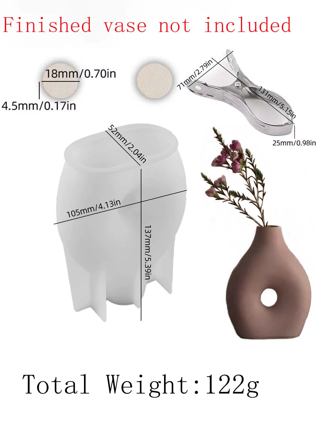 Vase Simple en Silicone, moule en forme de beignet, Pot de fleur, ornements de Table en plâtre, Arra