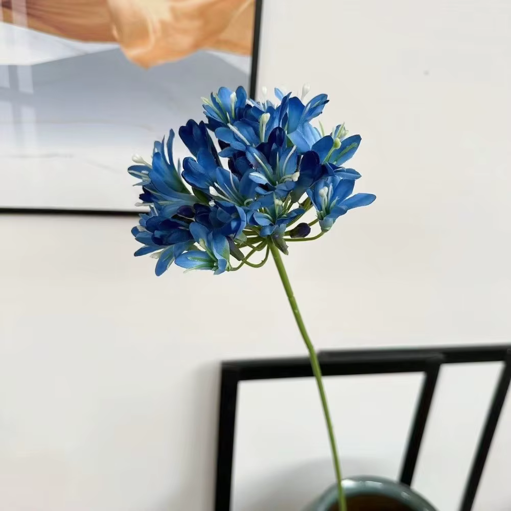 Nouvelle branche de fleurs d'agapanthus artificielles de 75 cm de long, fausse branche de lotus, fle