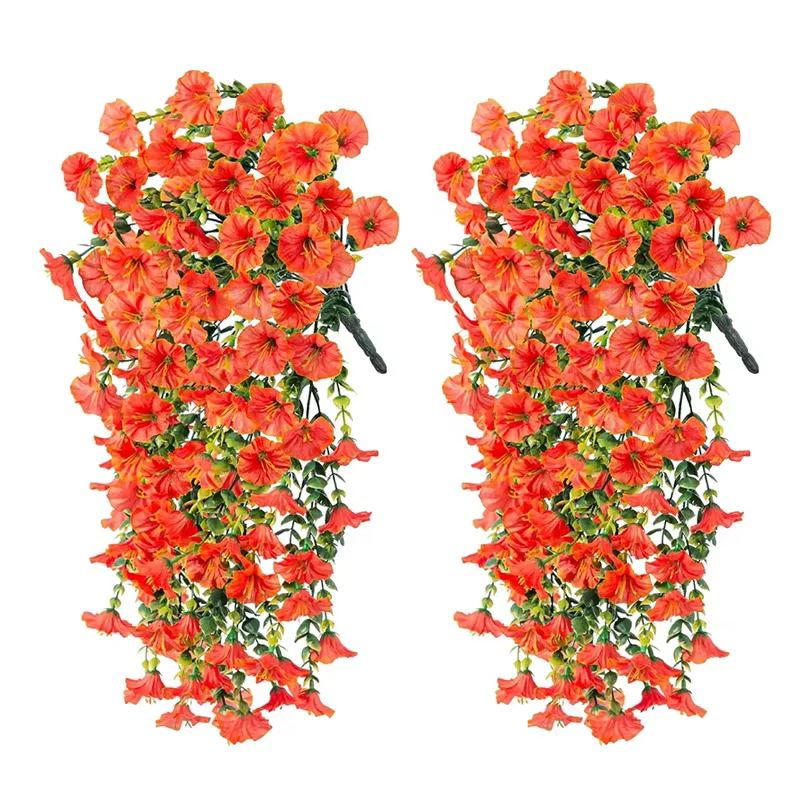 2 pièces fleurs artificielles fausse fleur extérieure maison jardin tenture murale pétrolia plantes