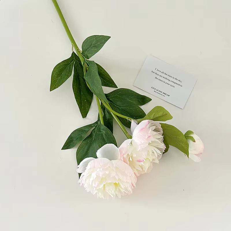 Fleurs de pivoine artificielles à Double pétale, 3 têtes, pour la décoration de la maison, Guide rou