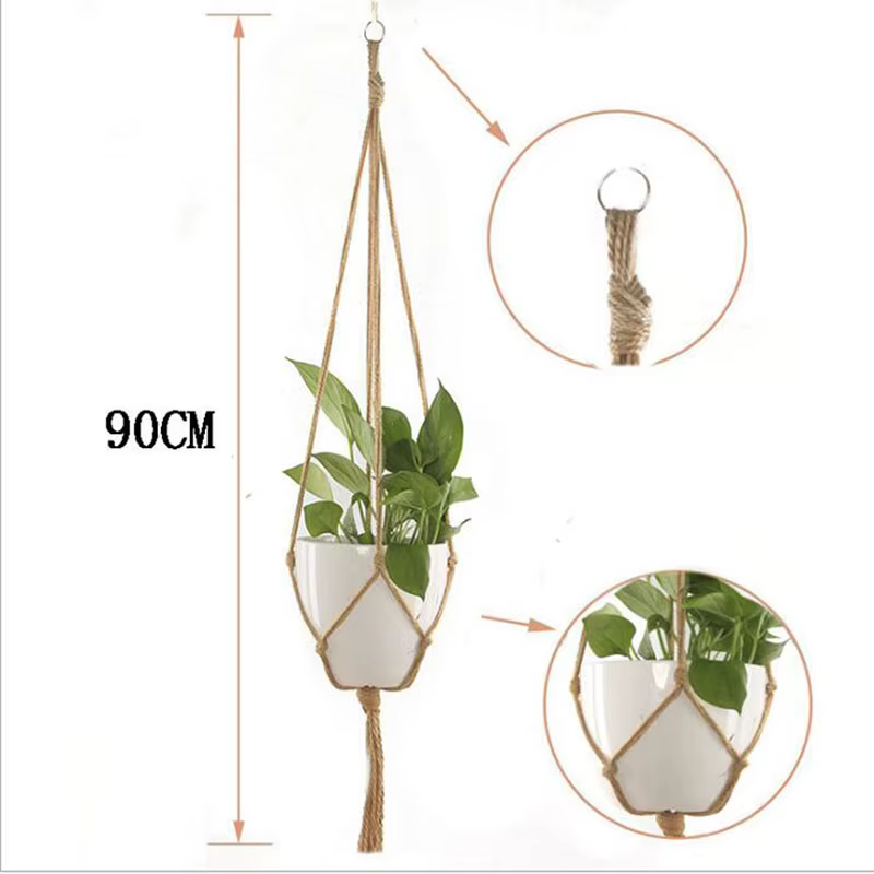 Panier suspendu pour plantes vertes de jardinage, corde en coton, Pot de fleur en macramé fait à la 