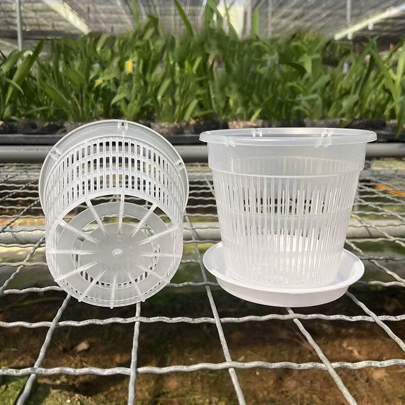 Pot de fleurs en plastique transparent pour fleurs d'orchidées, pot en maille, contrôle des racines,