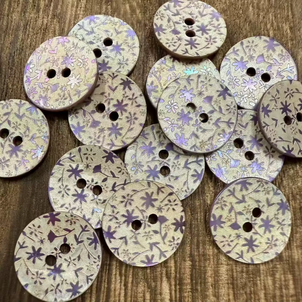 Série de fleurs de lavande violettes, boutons ronds à 2 trous, pour bricolage, couture, chemise, pul