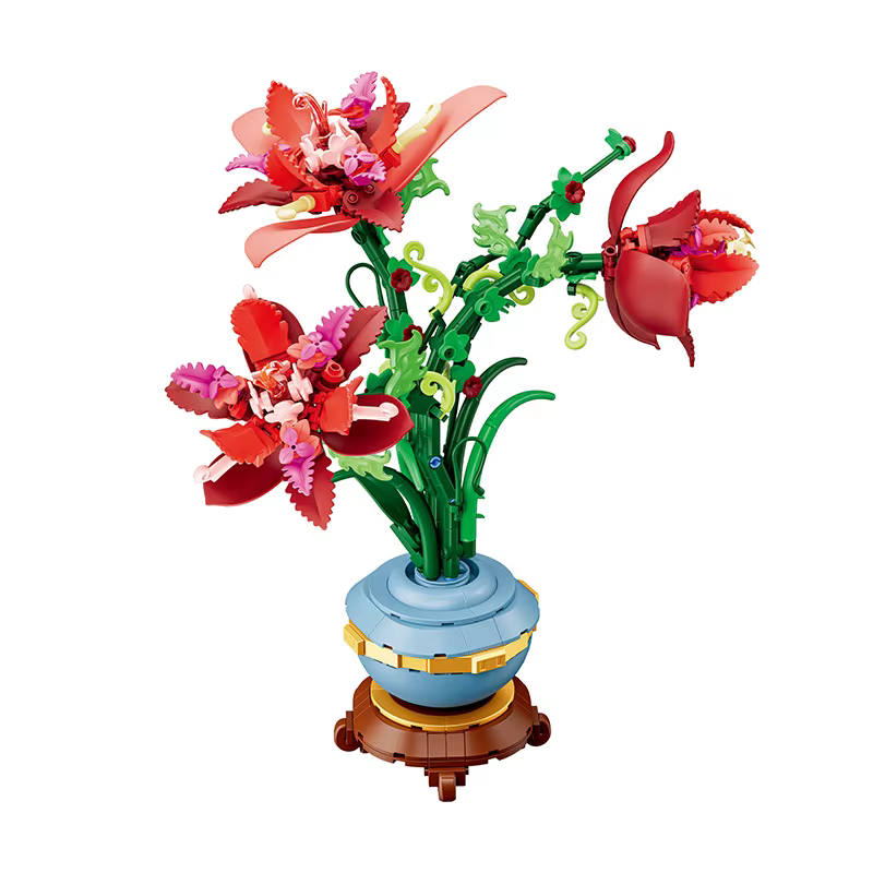 2026 Iris Whisper Fleur Éternelle en Pot, Blocs de Construction, Jouet d'Assemblage DIY, Ornement Dé