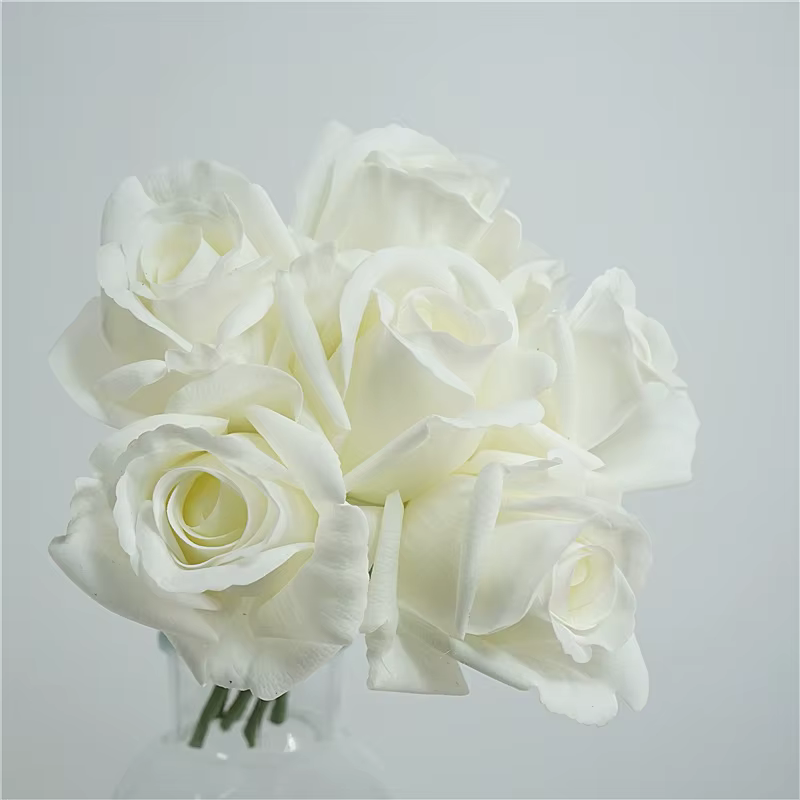 Bouquet de Roses artificielles en Latex, fausses fleurs au toucher, pour décoration de jardin, balco