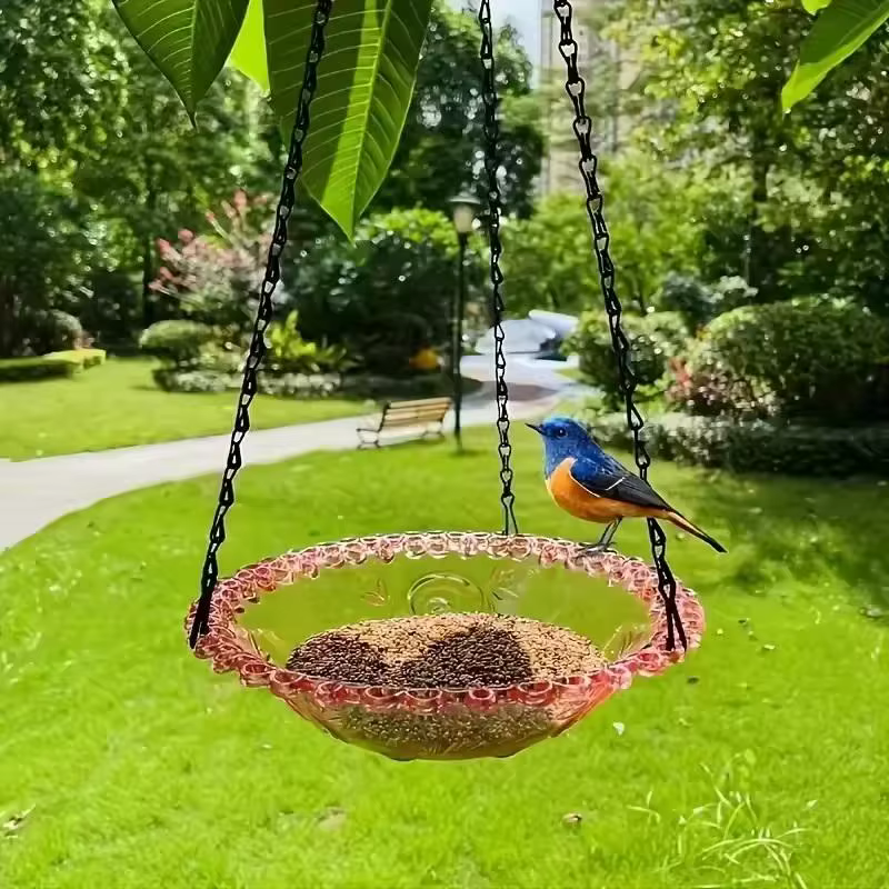 ●   Nouvelle mangeoire à oiseaux suspendue en forme de fleur, bain pour oiseaux, pour jardin, cour, 