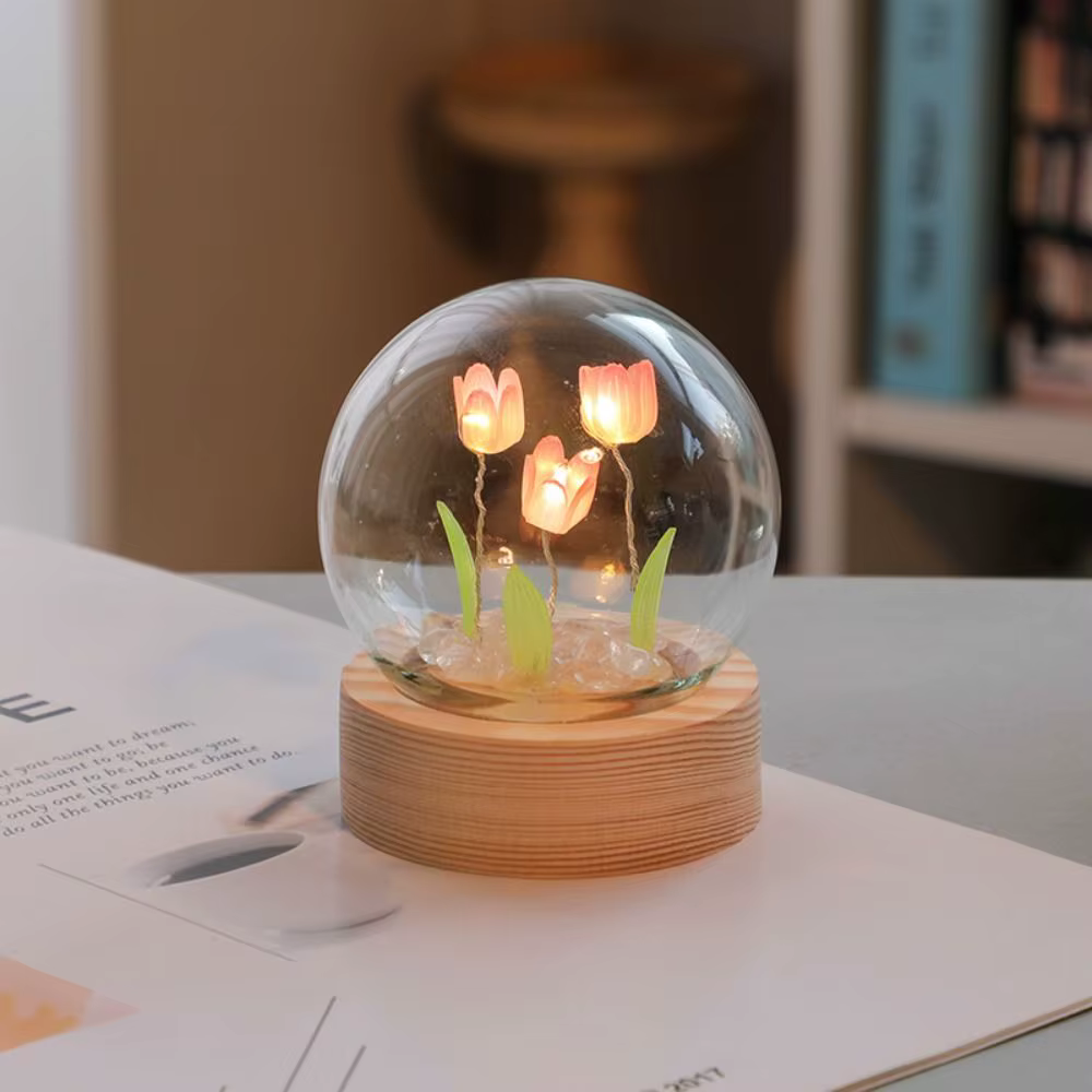 Tulipe veilleuse mignon lampe florale chambre décor saint valentin cadeau Lampara tulipanes petite a