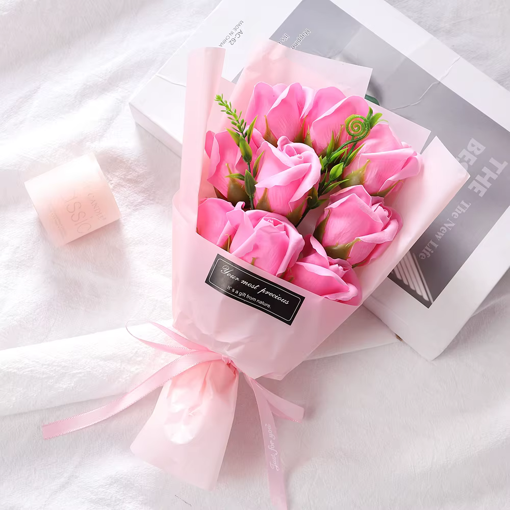 Bouquet de roses artificielles, décoration cadeau de saint-valentin pour petite amie, décor de fête 