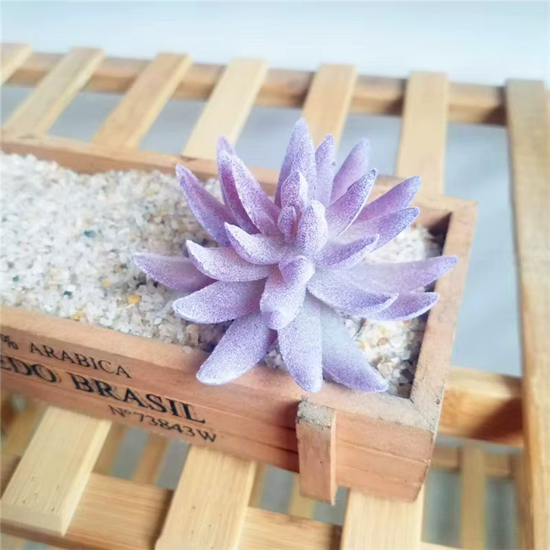 Tête de fleur de Simulation artificielle, 1 pièce, Mini plante succulente de Lotus floquée, bricolag