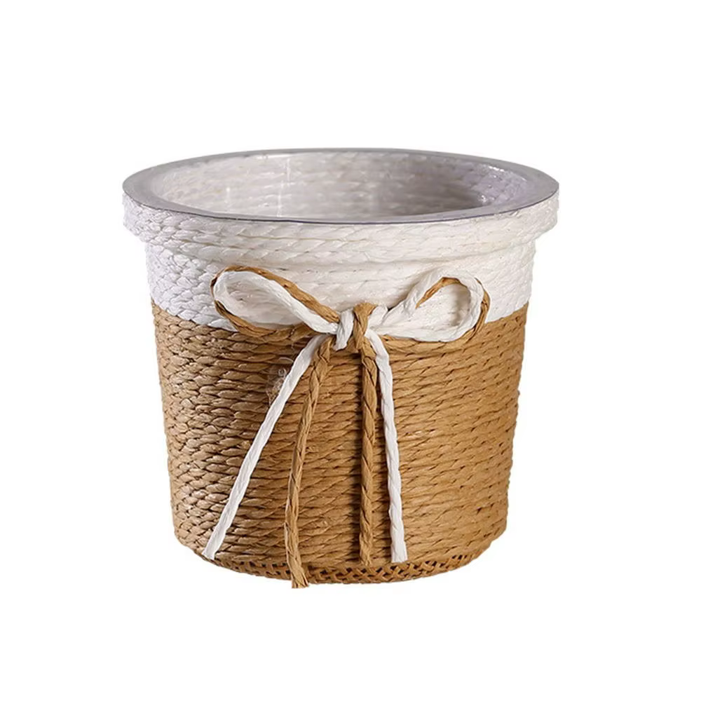 Pot de fleur tressé en corde de papier, fournitures de jardin imperméables, Pot de plantes facile à 