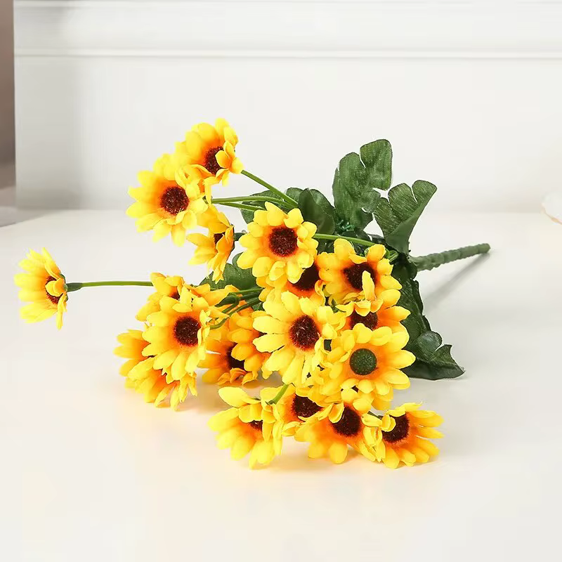 1 lot de 24 fleurs de simulation de tournesol, fleurs de décoration de salon de maison, Bouquet de d