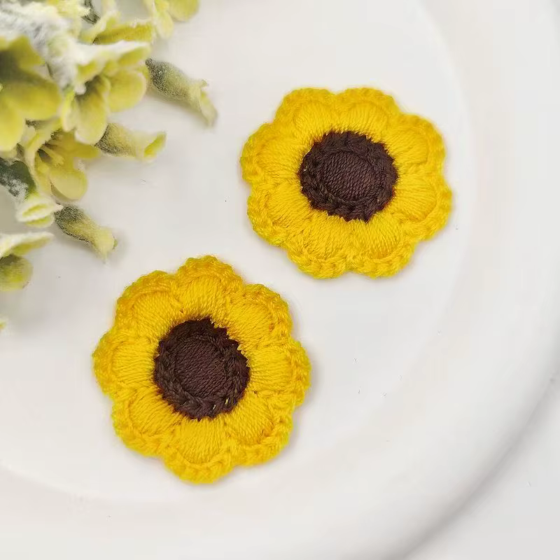 500 pièces de appliques de fleurs à tricoter pour travaux manuels, fil de laine, Crochet fait à la m