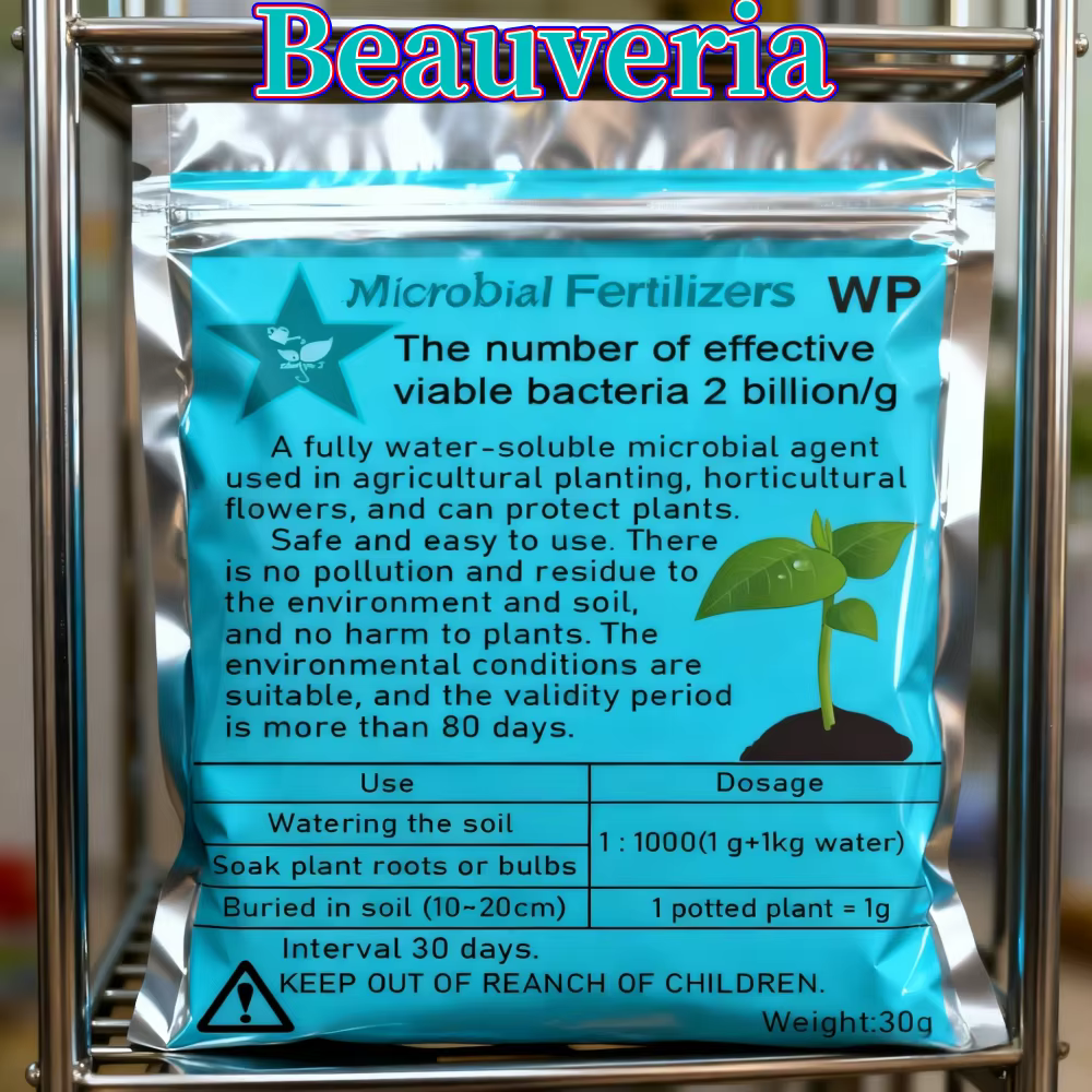 Engrais Microbien Beauveria 30g Entièrement Hydrosoluble Agent Alimentaire pour Plantes Protection d