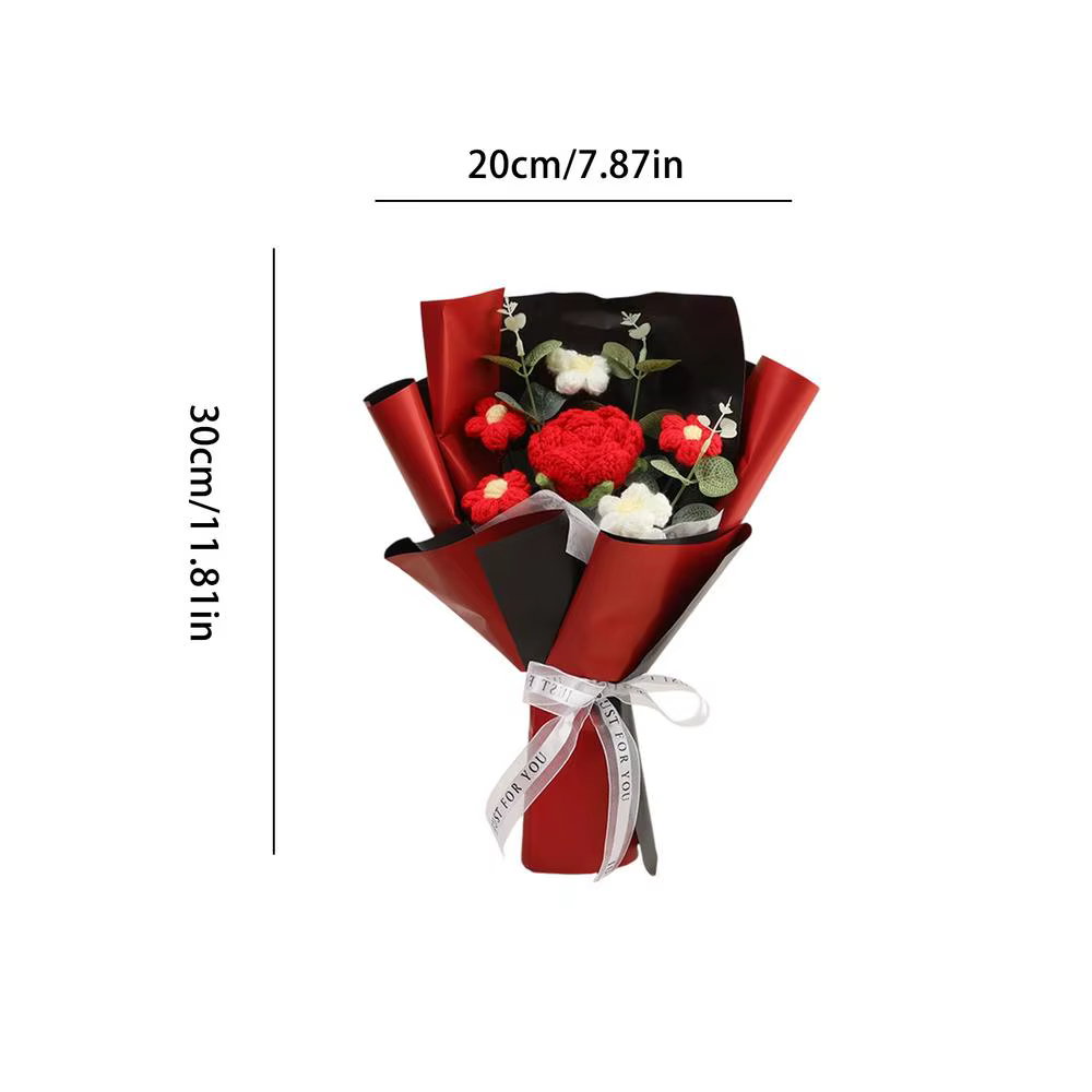 Bouquet de fleurs au crochet pour décoration intérieure – Idéal pour anniversaire, Noël, Pâques, rem