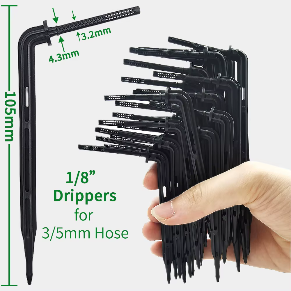 OASIS-Kit d'arrosage goutte-à-goutte à flèche courbée, 25 pièces, micro goutteurs pour tuyau de 3/5m