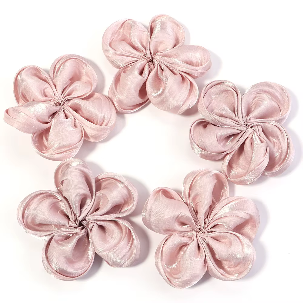 Fleurs artificielles en Satin de tissu coloré 6-7cm, 5 pièces/lot, tête de fleur pour bricolage, art